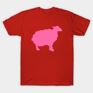 Sheep Silhouette Pattern in Pink T-Shirt